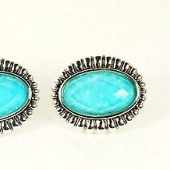 LAGOS Venus Sterling Silver 18K Gold Post Fluted Turquoise Earrings - Picture 9 of 10